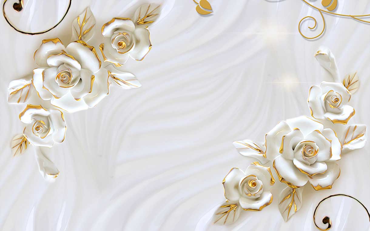 پوستر طرح گل و طلا ۳D1476