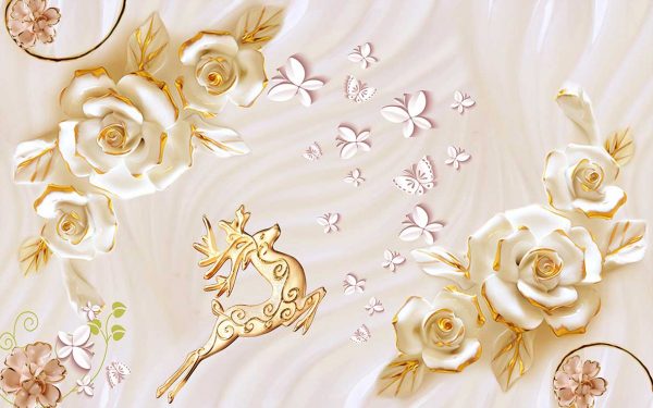 پوستر طرح گل و طلا 3D1480