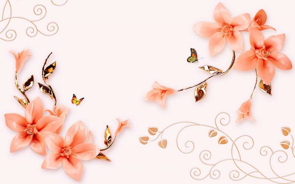 پوستر طرح گل و طلا 3D1483