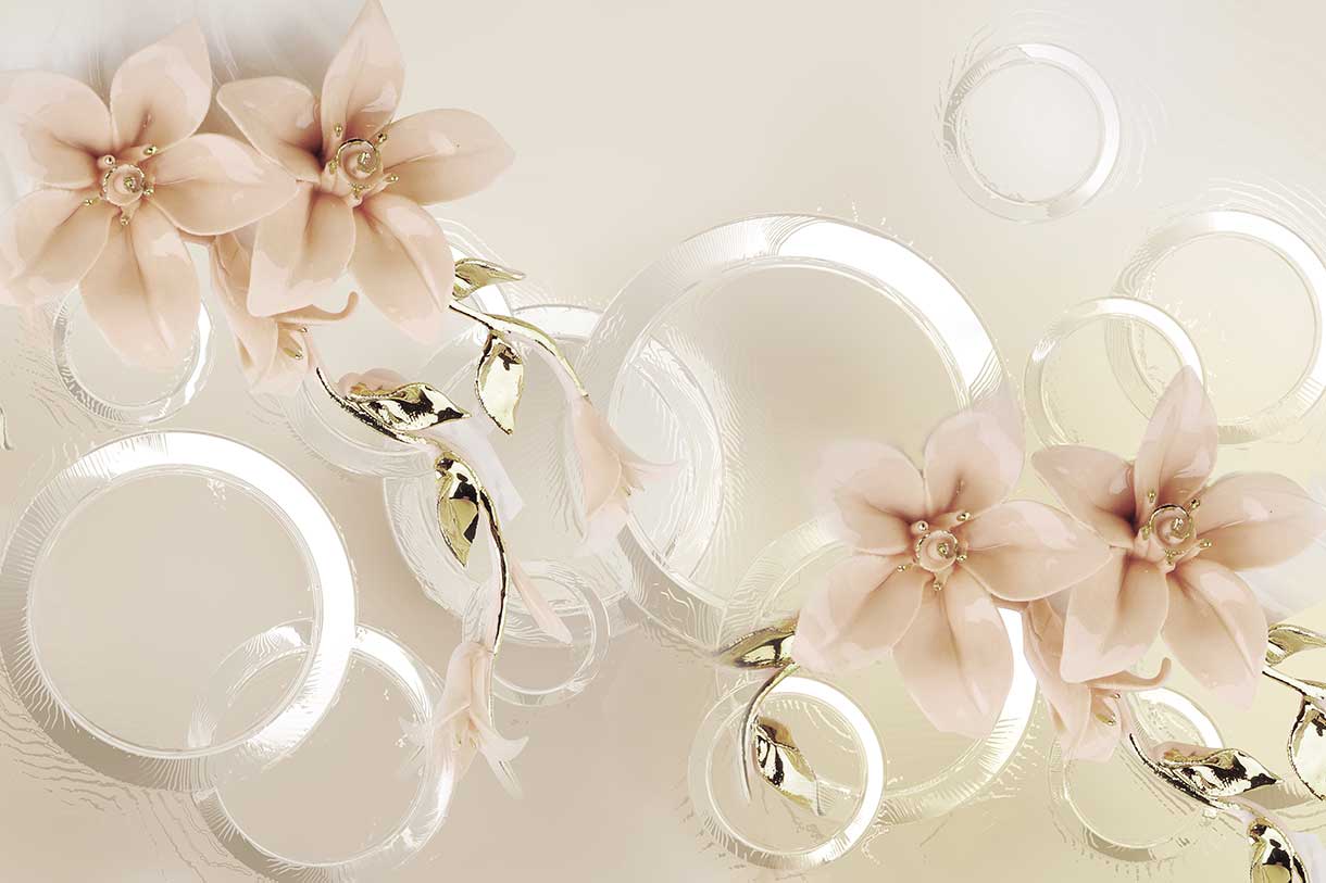 پوستر طرح گل و طلا ۳D1491