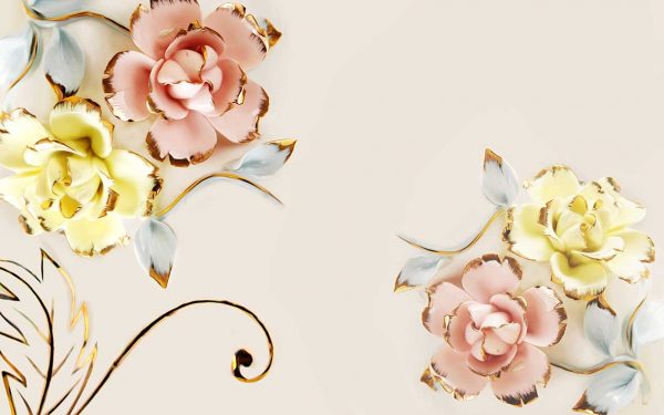 پوستر طرح گل و طلا 3D1492