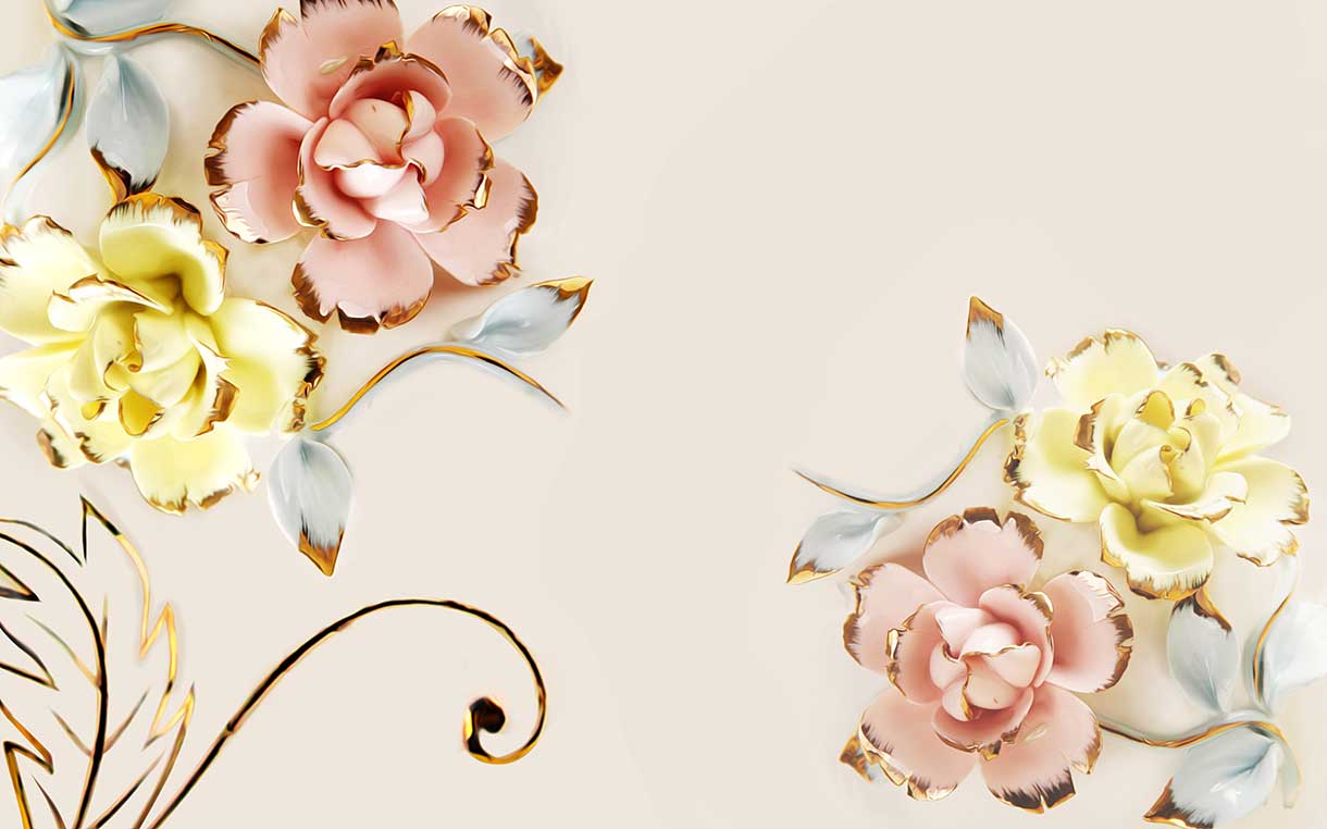 پوستر طرح گل و طلا ۳D1492