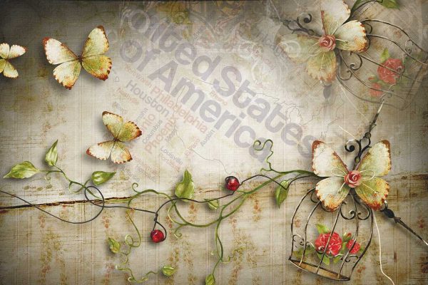 پوستر طرح گل و پروانه 3D1538