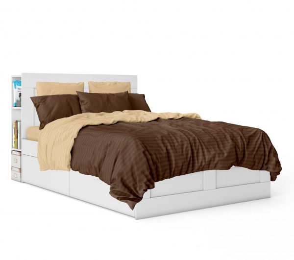 روتختی و ملحفه (دو نفره) طرح قهوه‌ای کد 401