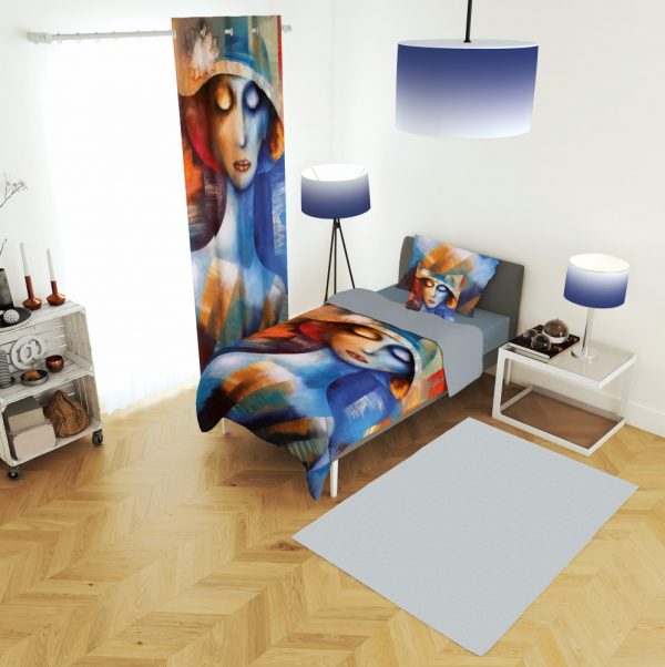 ست پرده و روتختی طرح دختر 404