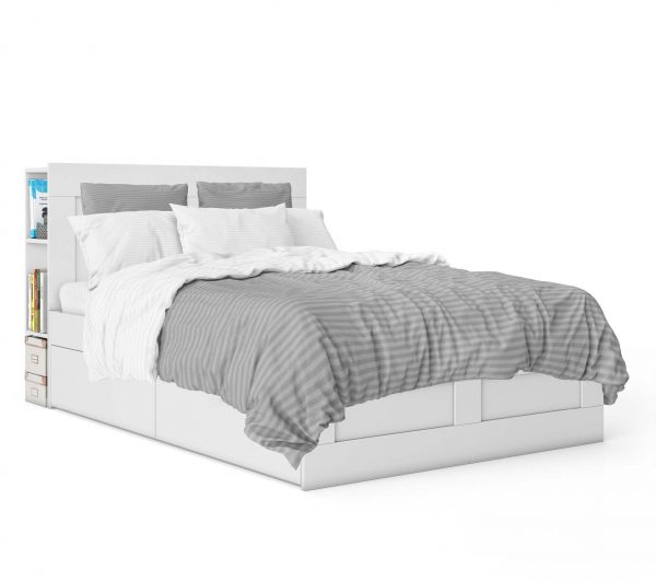 روتختی و ملحفه (دو نفره) طرح سفید، طوسی کد 408