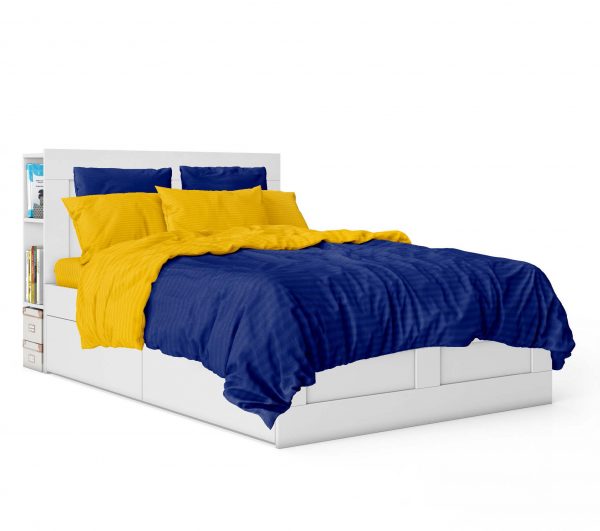 روتختی و ملحفه (دو نفره) طرح زرد،سرمه‌ای کد 412