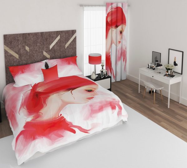 ست پرده و روتختی طرح دختر 414