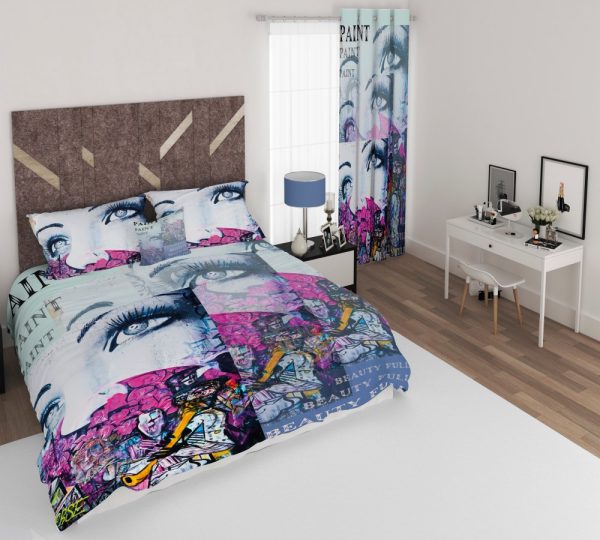 ست پرده و روتختی طرح دختر 415