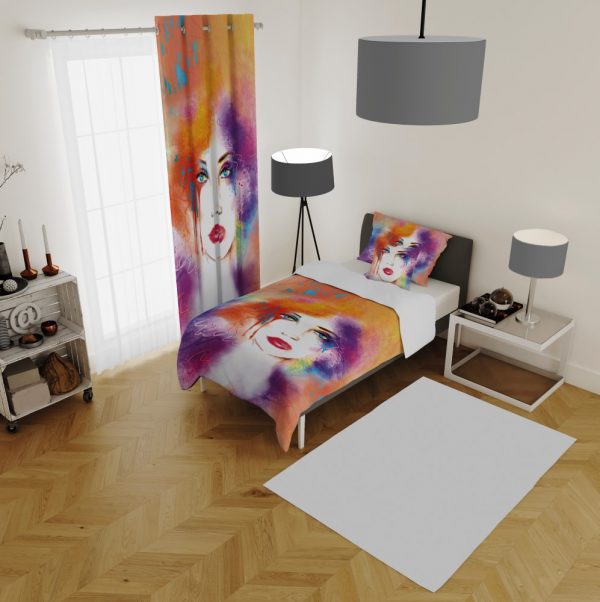 ست پرده و روتختی طرح دختر 417