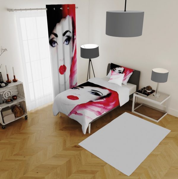 ست پرده و روتختی طرح دختر 418