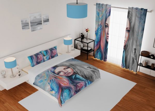 ست پرده و روتختی طرح دختر 422