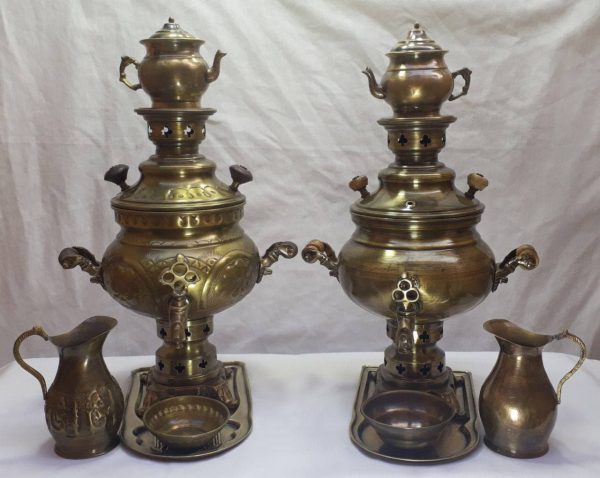 سماور ونوش 2 لیتری نادیا ساده زغالی آنتیک و قلم سنتی زغالی آنتیک A43