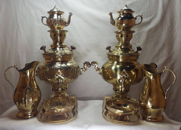 سماور ونوش 4 لیتری نادیا ساده زغالی و قلم سنتی زغالی A44