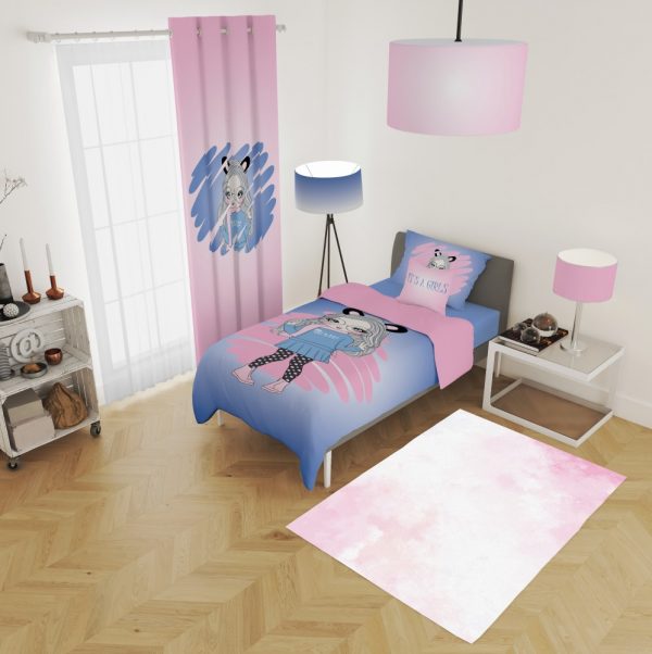 ست پرده و روتختی طرح دختر 579