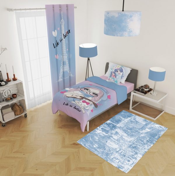 ست پرده و روتختی طرح دختر 581