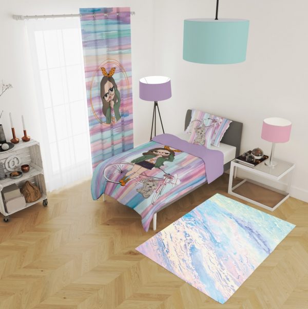 ست پرده و روتختی طرح دختر 585