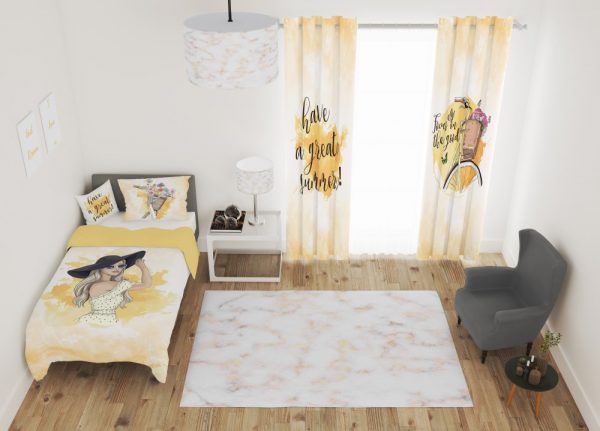 ست پرده و روتختی طرح دختر 592