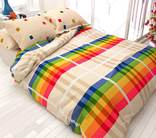 روتختی و ملحفه (دو نفره) طرح رنگی کد 6-Scarlet-B