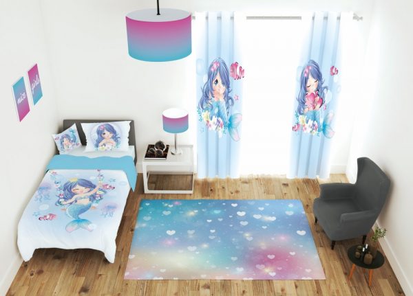 ست پرده و روتختی طرح پری دریایی کوچولو 663