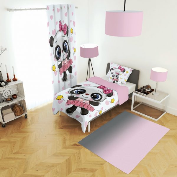 ست پرده و روتختی طرح پاندای دخترانه 672
