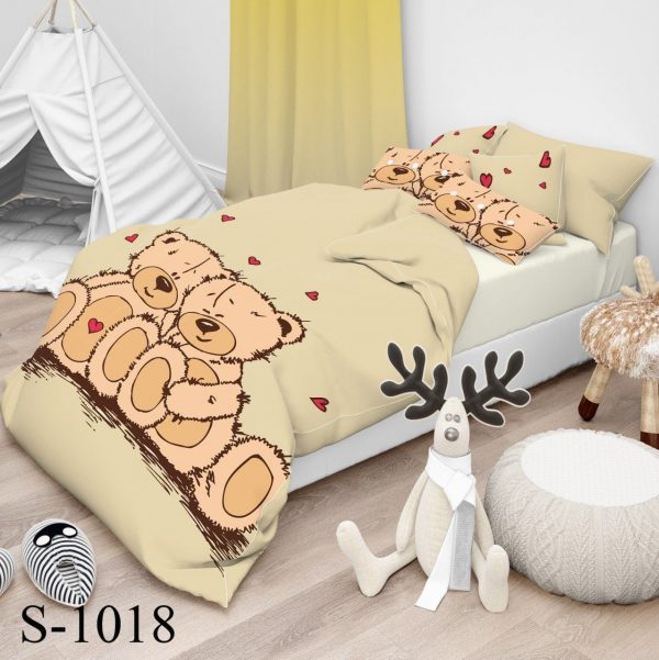 روتختی و ملحفه ( تک نفره ) طرح خرس و عشق کد S1018