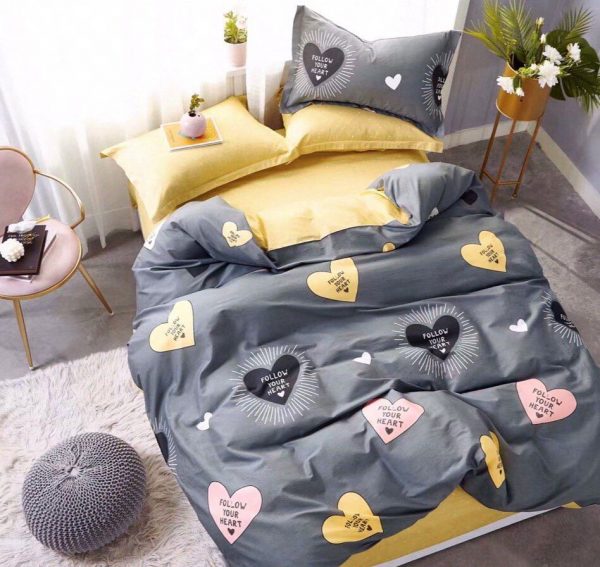 روتختی و ملحفه (دو نفره) طرح قلب کد C17