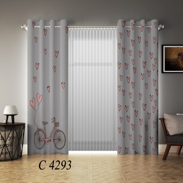 پرده چاپی طرح قلب C4293