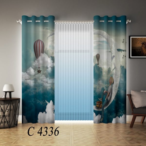 پرده چاپی طرح پسر و ماه C4336