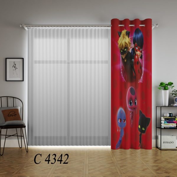 پرده چاپی طرح دختر کفشدوزکی C4342