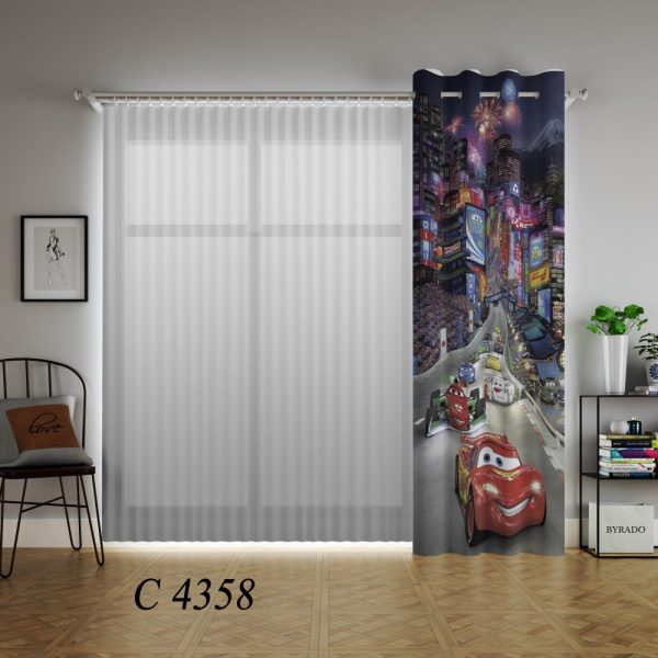 پرده چاپی طرح ماشین ها C4358