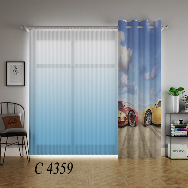 پرده چاپی طرح ماشین ها C4359