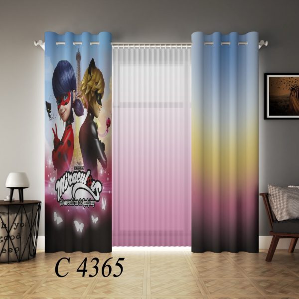 پرده چاپی طرح دختر کفشدوزکی C4365