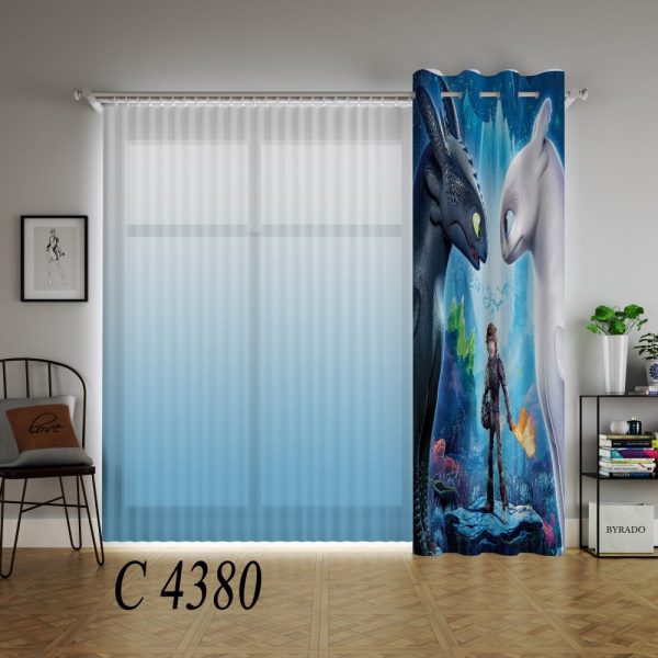 پرده چاپی طرح اژدها سواران C4380