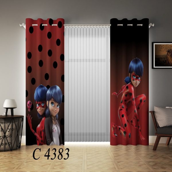 پرده چاپی طرح دختر کفشدوزکی C4383