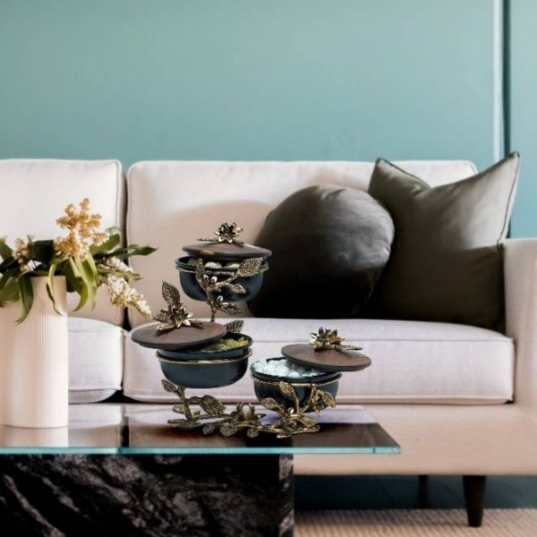 اردو 3 تایی درب دار با پیاله فلزی طرح Acacia کد 2039