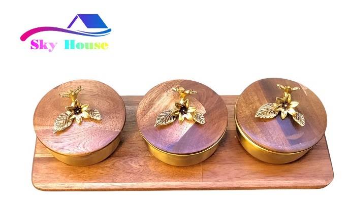 اردو خوری سه پیاله درب دار طرح Acacia کد ۲۰۵۴