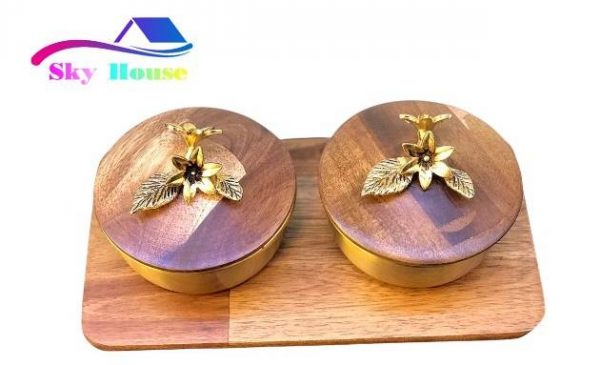 اردو خوری 2 پیاله درب دار طرح Acacia کد 2062