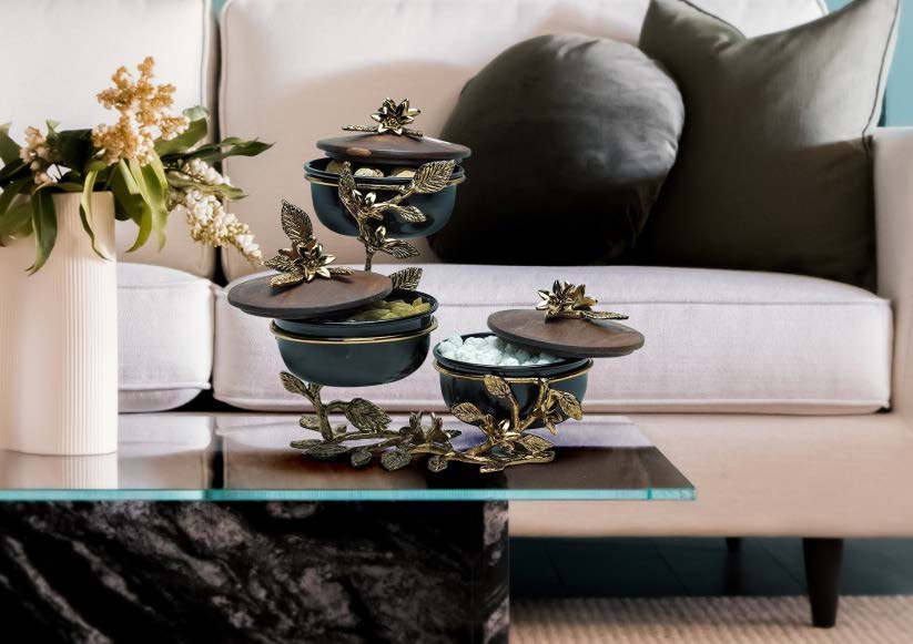 اردو ۳ تایی درب دار با پیاله فلزی طرح Acacia کد ۲۰۳۹