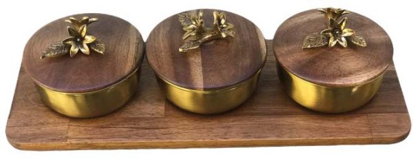 اردو خوری سه پیاله درب دار طرح Acacia کد 2054