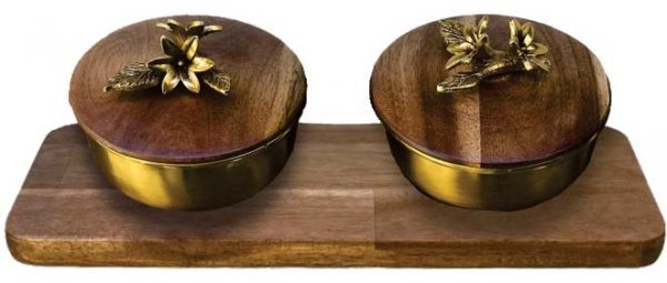 اردو خوری 2 پیاله درب دار طرح Acacia کد 2062