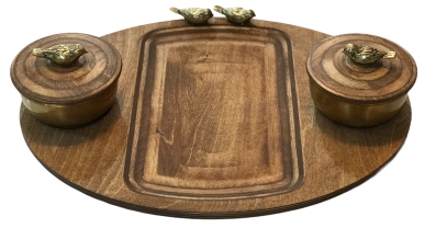 سینی مزه بیضی متوسط ۲ پیاله درب دار کد ۱۷۳۵