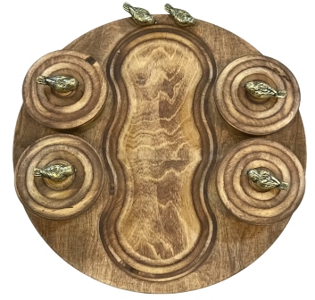 سینی مزه گرد متوسط چرخشی ۴ پیاله درب دار کد ۱۷۴۳