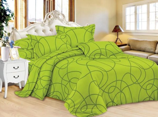 روتختی و ملحفه (دو نفره) طرح سبز و خط کد D01