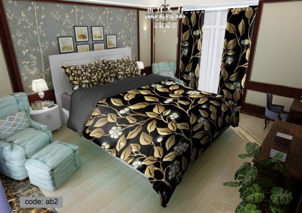 روتختی و ملحفه (دو نفره) طرح برگ کد E13