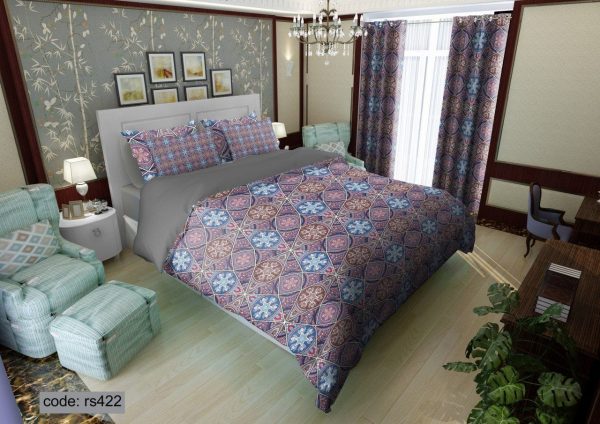 روتختی و ملحفه (دو نفره) طرح برگ کد rs422