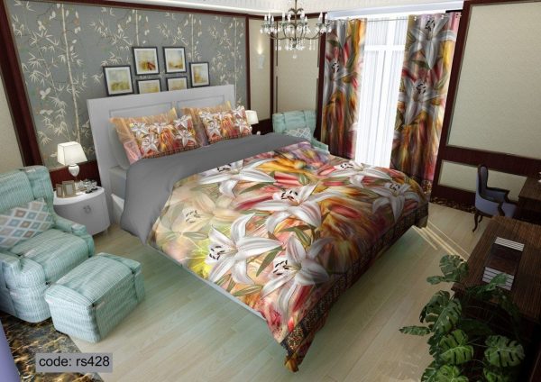 روتختی و ملحفه (دو نفره) طرح گل کد rs428