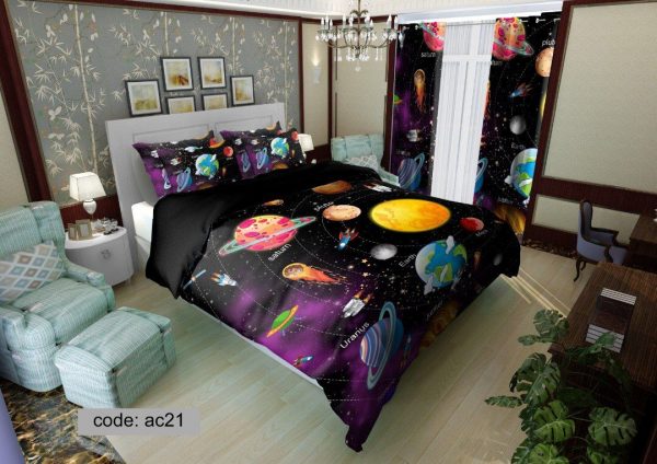 روتختی و ملحفه (دو نفره) طرح فضا کد ac21