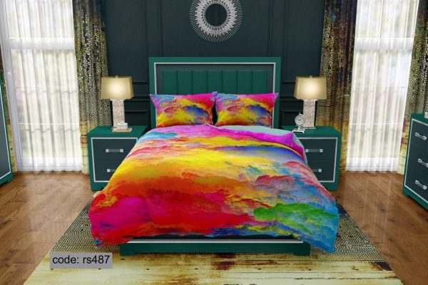 روتختی و ملحفه (دو نفره) طرح رنگ کد rs487