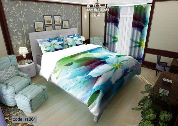 روتختی و ملحفه (دو نفره) طرح گل کد rs861